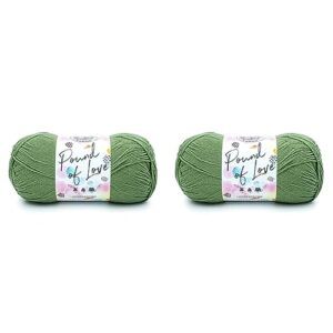 lion brand yarn pound of love, value yarn, large yarn for knitting and crocheting, craft yarn, olive (pack of 2)
