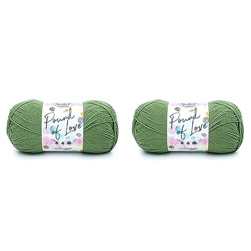 Lion Brand Yarn Pound of Love, Value Yarn, Large Yarn for Knitting and Crocheting, Craft Yarn, Olive (Pack of 2)
