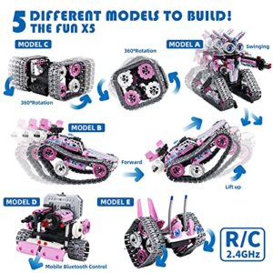 Amy&Benton Remote Control Robot Building Kit Stem Pink Robot Kit with APP for 8-16 Year Old Kids