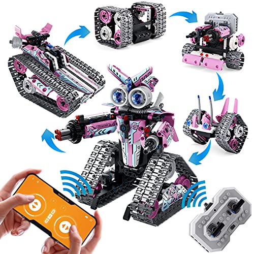 Amy&Benton Remote Control Robot Building Kit Stem Pink Robot Kit with APP for 8-16 Year Old Kids