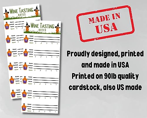 Halloween Themed wine tasting card scorecard for blind wine tasting party. Wine score card rating sheet for party, bachelorette party, girls night out party. Wine theme party tasting mat for wine.