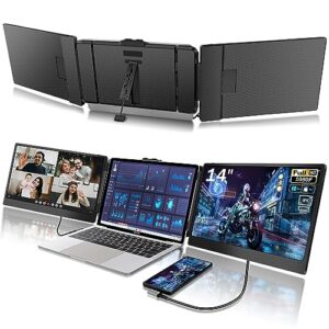 copgain s2 laptop screen extender monitor triple portable monitor for laptop 14 inch 1080p fhd ips laptop monitor extender plug and play type-c/hdmi for windows,mac 13-17.3 inch laptop