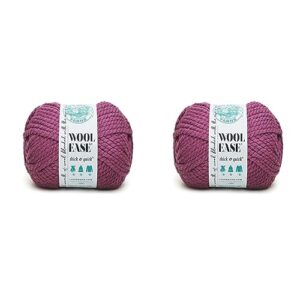 lion brand yarn wool-ease thick & quick yarn, soft and bulky yarn for knitting, crocheting, and crafting, 1 skein, fig (pack of 2)