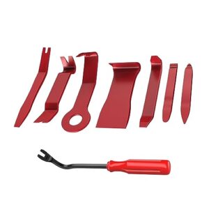 gunhunt 8 pcs car no-scratch pry tool kit, pom car fastener removal screwdriver set, suitable for removing car stereo, dashboard, door panel windows, radio (red)