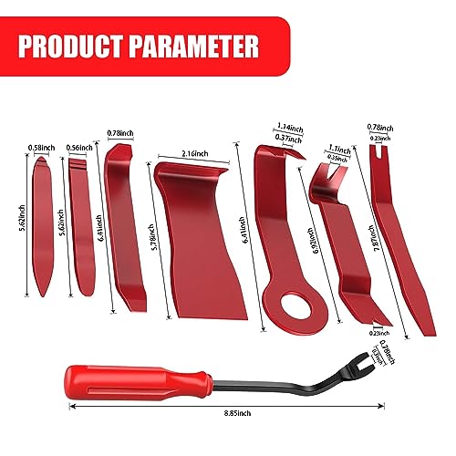 gunhunt 8 PCS Car No-Scratch Pry Tool Kit, POM Car Fastener Removal Screwdriver Set, Suitable for Removing Car Stereo, Dashboard, Door Panel Windows, Radio (Red)