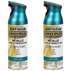 rust-oleum 330480 universal all surface metallic spray paint, 11 oz, turquoise (pack of 2)
