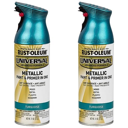 Rust-Oleum 330480 Universal All Surface Metallic Spray Paint, 11 oz, Turquoise (Pack of 2)