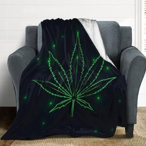 lightweight flannel blanket for men boys, compatible with green lined cannabis leaf, small large warmer fall throw blanket, cute fleece blanket for couch bed sofa chair, queen king size blankets