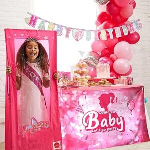 Hot Pink Party Backdrop for Girls Women Princess Birthday, Dazed Engaged, Baby Shower Decorations Bachelorette Party Photo Background Decoration, Come On Baby Let’s Go Party Banner, 71x43 inch