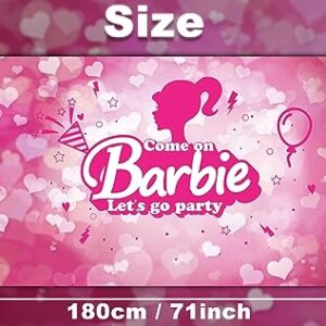 Hot Pink Party Backdrop for Girls Women Princess Birthday, Dazed Engaged, Baby Shower Decorations Bachelorette Party Photo Background Decoration, Come On Baby Let’s Go Party Banner, 71x43 inch
