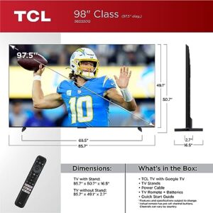 TCL 98-Inch Class S5 4K LED Smart TV with Google TV (98S550G, 2023 Model), Dolby Vision, HDR Ultra, Dolby Atmos, Google Assistant Built-In with Voice Remote, Works with Alexa, Streaming UHD Television