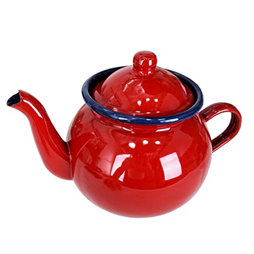 FURLOU Kettle for Stove top 1.2L/40.5OZ Enamel Red Coffee Pot Pour Over Water Jug Pitcher Barista Teapot Kettle for Gas Stove and Induction Cooker Kitchen Supplies Teapots