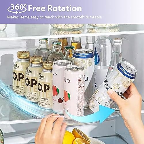 Square Lazy Susan for Refrigerator, Lazy Susan Turntable Organizer for Refrigerator, Transparent Countertop Condiment Storage Rack,for Kitchen, Cabinet, Table, Pantry (13.8 X 10.2 in, 1pcs)