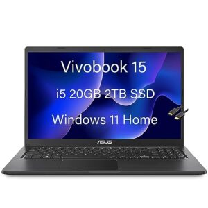 asus vivobook s15 15.6" fhd ips (intel core i5-1135g7, 20gb ram, 2tb pcie ssd, iris xe graphics) business laptop, wi-fi, ist cable, type-c, webcam, numeric keypad, win 11 home, f1500ea-wb51, black