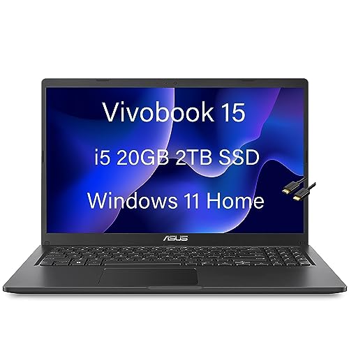 ASUS VivoBook S15 15.6" FHD IPS (Intel Core i5-1135G7, 20GB RAM, 2TB PCIe SSD, Iris Xe Graphics) Business Laptop, Wi-Fi, IST Cable, Type-C, Webcam, Numeric Keypad, Win 11 Home, F1500EA-WB51, Black