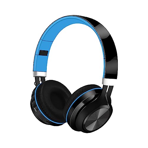 Wireless Bluetooth Headphones 5.0/TF Card with Microphone and Volume Control for School Cellphones Folding Tablets Android Smartphones Laptop, Noise Cancelling Headphones With Deep Bass (Sky Blue)