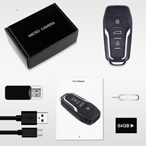 ClODGDGO 64GB Spy Camera Car Key,360 Minutes Battery Life Mini, Nanny Cam Hidden Camera with HD 1080P,Surveillance & Security Cameras