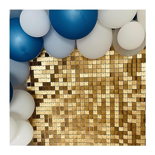 Shimmer Wall Backdrop, 42 Pcs 3D Glitter Bling Sparkle Sequin Panel Shimmer Wall Backdrop for Wedding Birthday Party Event Decoration (Color : Matt Gold, Size : Small)