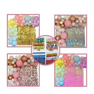 Shimmer Wall Backdrop, 42 Pcs 3D Glitter Bling Sparkle Sequin Panel Shimmer Wall Backdrop for Wedding Birthday Party Event Decoration (Color : Matt Gold, Size : Small)