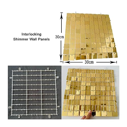 Shimmer Wall Backdrop, 42 Pcs 3D Glitter Bling Sparkle Sequin Panel Shimmer Wall Backdrop for Wedding Birthday Party Event Decoration (Color : Matt Gold, Size : Small)