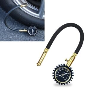 gunhunt 1 pc car valve tire pressure gauge, 17.51" x 2.71" car universal precision mechanical tire deflate zero valve (gold)