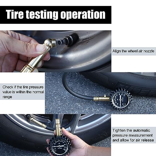 gunhunt 1 PC Car Valve Tire Pressure Gauge, 17.51" x 2.71" Car Universal Precision Mechanical Tire Deflate Zero Valve (Gold)