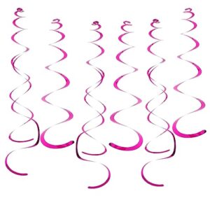 30 pcs party swirl decorations hot pink shinny foil hanging swirl decorations with double-swirls and single-swirls plastic streamer for ceiling plastic metallic streamer for party decorations