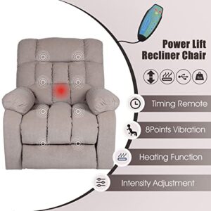 LIUJUN Electric Chairs with Remote Control Heat Massage Armchair Sofa Chair Power Lift Recliner Chair for Elderly Faux Leather