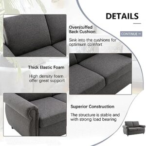 Gagawin Pull Out Sofa Bed, 2-in-1 Convertible Sleeper Sofa with Folding Foam Mattress, Linen Upholstery Sleeper Loveseat Couch with Pull Out Bed for Guest Room Living Room Bedroom (Gray)