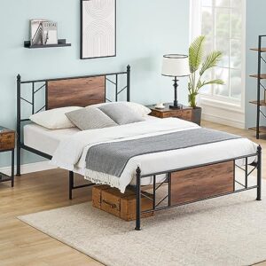 IDEALHOUSE Queen Bed Frame with Headboard, Upgraded Wood Platform Bed Frame with Sturdy Metal Slats Support, 12" Under Bed Storage, No Box Spring Needed, Easy Assembly, Noise Free