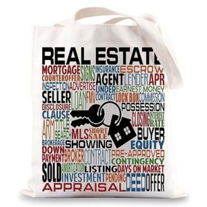 bwwktop real estate agent canvas tote bag realtor gifts real estate gifts realtor tote bag (real estate)