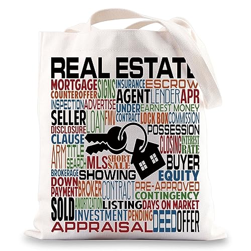 BWWKTOP Real Estate Agent Canvas Tote Bag Realtor Gifts Real Estate Gifts Realtor Tote Bag (Real Estate)