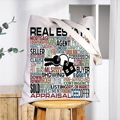 BWWKTOP Real Estate Agent Canvas Tote Bag Realtor Gifts Real Estate Gifts Realtor Tote Bag (Real Estate)