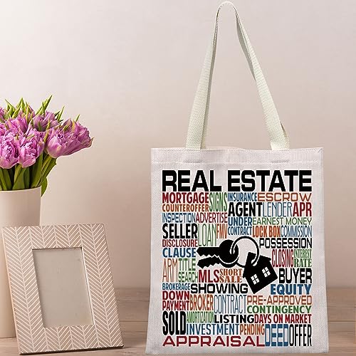 BWWKTOP Real Estate Agent Canvas Tote Bag Realtor Gifts Real Estate Gifts Realtor Tote Bag (Real Estate)