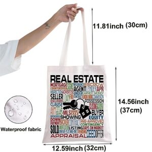 BWWKTOP Real Estate Agent Canvas Tote Bag Realtor Gifts Real Estate Gifts Realtor Tote Bag (Real Estate)