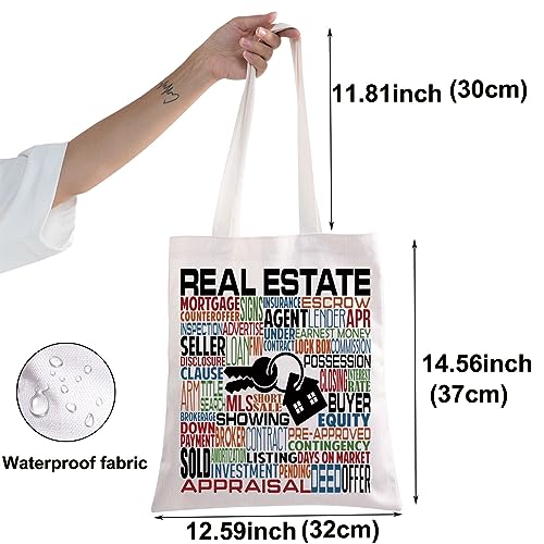 BWWKTOP Real Estate Agent Canvas Tote Bag Realtor Gifts Real Estate Gifts Realtor Tote Bag (Real Estate)