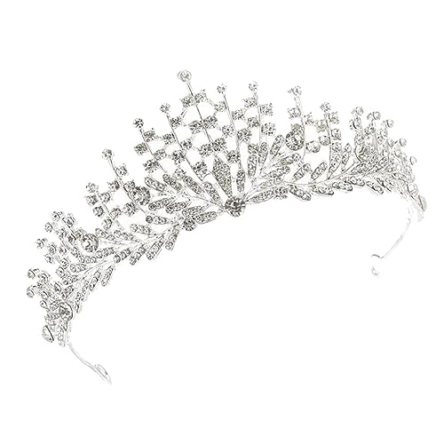 HugeDE Rhinestone Metal Tiara Bridal Wedding Crown Faux Crystal Princess Tiara Birthday Party Crown Halloween Cosplay Props for Women Girls B