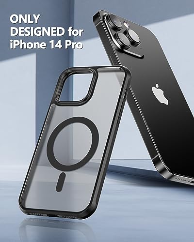 TXXTOL 3 in 1 Magnetic iPhone 14 Pro Case Compatible with Magsafe iPhone 14 pro Case Magsafe+ Screen Protector + Camera Lens Protector Raised Edges Protect Camera and Screen Black+Clear 6.1 Inch