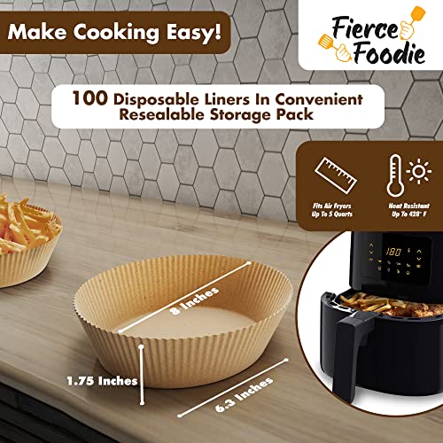 100 Pack Square and 100 Pack Round Air Fryer Disposable Paper Liner, Non-Stick Air Fryer Parchment Paper Liners, Fit 5-8 QT