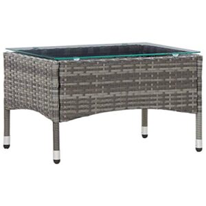 higsose coffee table gray 23.6"x15.7"x14.2" poly rattan，dining table，living room tables，pedestal coffee table，tiny coffee table，bar table，coffee tables for living room