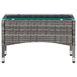 Higsose Coffee Table Gray 23.6"X15.7"X14.2" Poly Rattan，Dining Table，Living Room Tables，Pedestal Coffee Table，Tiny Coffee Table，Bar Table，Coffee Tables for Living Room