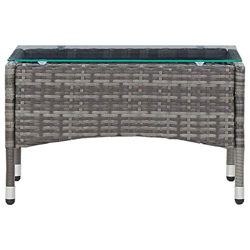 Higsose Coffee Table Gray 23.6"X15.7"X14.2" Poly Rattan，Dining Table，Living Room Tables，Pedestal Coffee Table，Tiny Coffee Table，Bar Table，Coffee Tables for Living Room