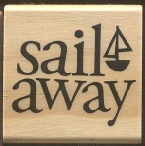 rubber stamps sail away sailboat boating card word medium wood mount wooden mounted stamp craft for teaching card making, diy crafts, scrapbooking maxcbd