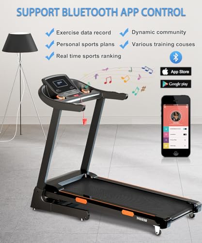 Treadmills for Home, Foldable Treadmill with Incline Automatic 15%, 3.5HP Portable Folding Jogging Running Machine for Home Office Gym, 265Lbs Capacity, Wide Running Belt, APP and Bluetooth