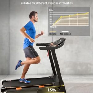 Treadmills for Home, Foldable Treadmill with Incline Automatic 15%, 3.5HP Portable Folding Jogging Running Machine for Home Office Gym, 265Lbs Capacity, Wide Running Belt, APP and Bluetooth