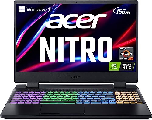 acer 2023 Newest Nitro 5 Gaming Laptop, 15.6" 165 Hz IPS Display, AMD Ryzen 7 6800H (8 core), NVIDIA GeForce RTX 3070 Ti, 16GB DDR5 RAM, 1TB SSD, Wi-Fi 6E, Backlit Keyboard, Windows 11 Home