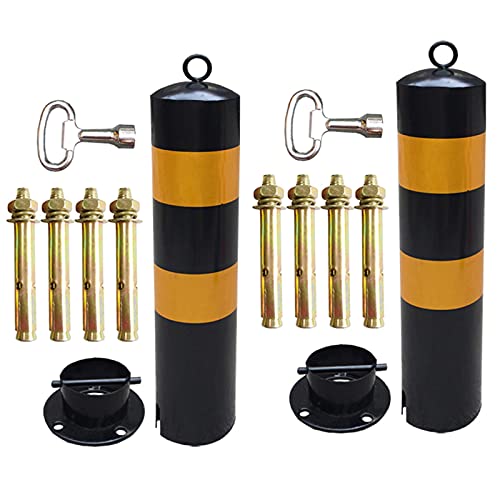 NOGRAX 2pcs Security Bollard with Removable Base,Durable Metal Car Parking Space Lock Bollard 50cm Protects Your Parking Space Parking