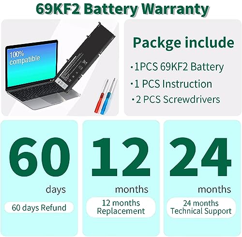 DMKAOLLK 86Wh 69KF2 8FCTC Battery for Dell XPS 15 9500 9510 9520 9530 Precision 5550 5560 5570 Alienware M15 R3 R4 R5 R6 R7 M17 R3 R4, G7 15 7500,G15 5510 5520 P87F P91F P100F P45E 11.4V