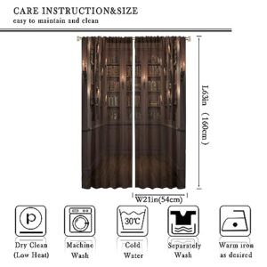 Bookshelf Blackout Curtains,Vintage Literature Books On Bookcase Rod Pocket Thermal Insulated Drapes 42x63in