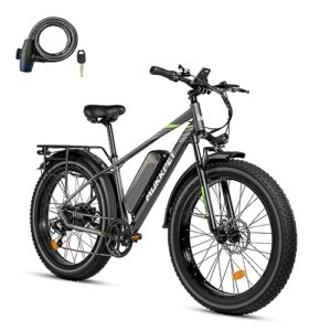 mukkpet suburban 750w electric bike for adults, 25mph ebike, 26'' fat tire electric mountain bikes 48v 15ah bms removable battery electric bicycles